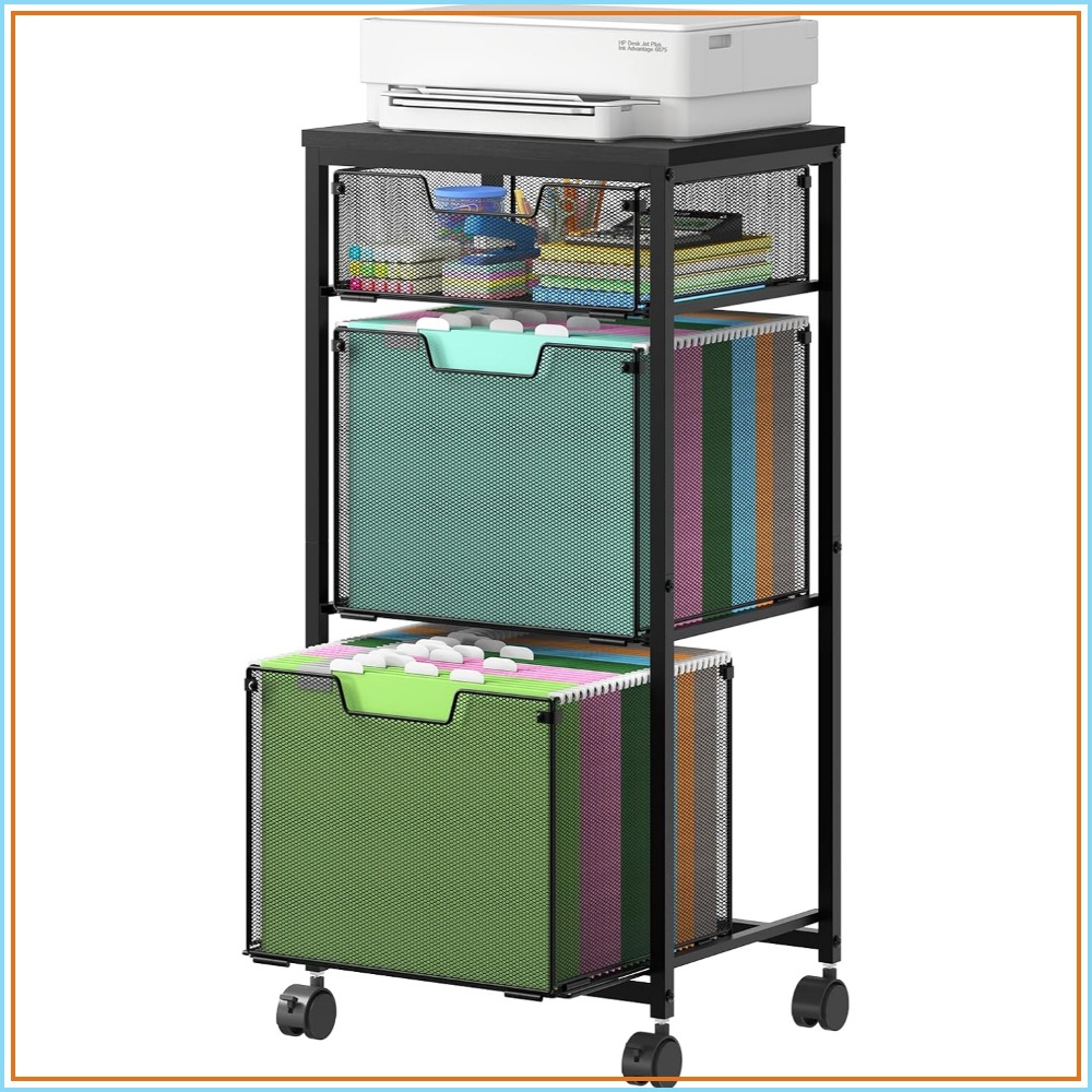 Home Office Printer - Mobiele archiefkast met 3 laden voor