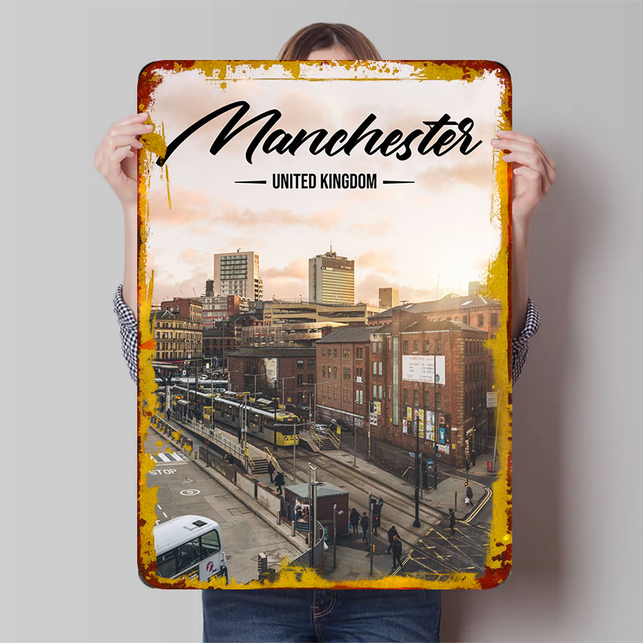Home Office Of Uk - Manchester Skyline UK Metal Wall Art