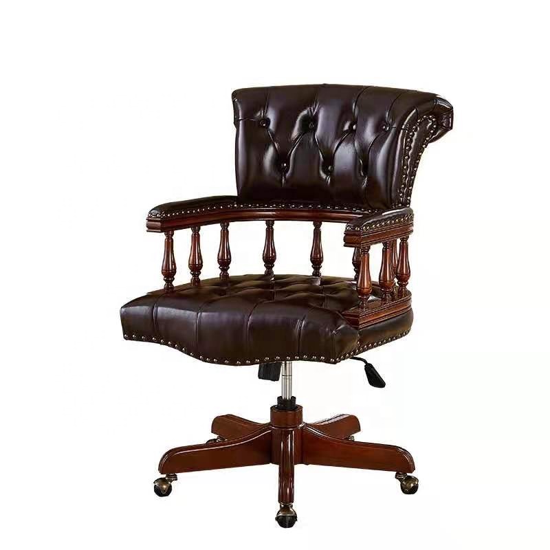 Home Office Of Uk - Donkerbruine Chesterfield Captains Chair van echt
