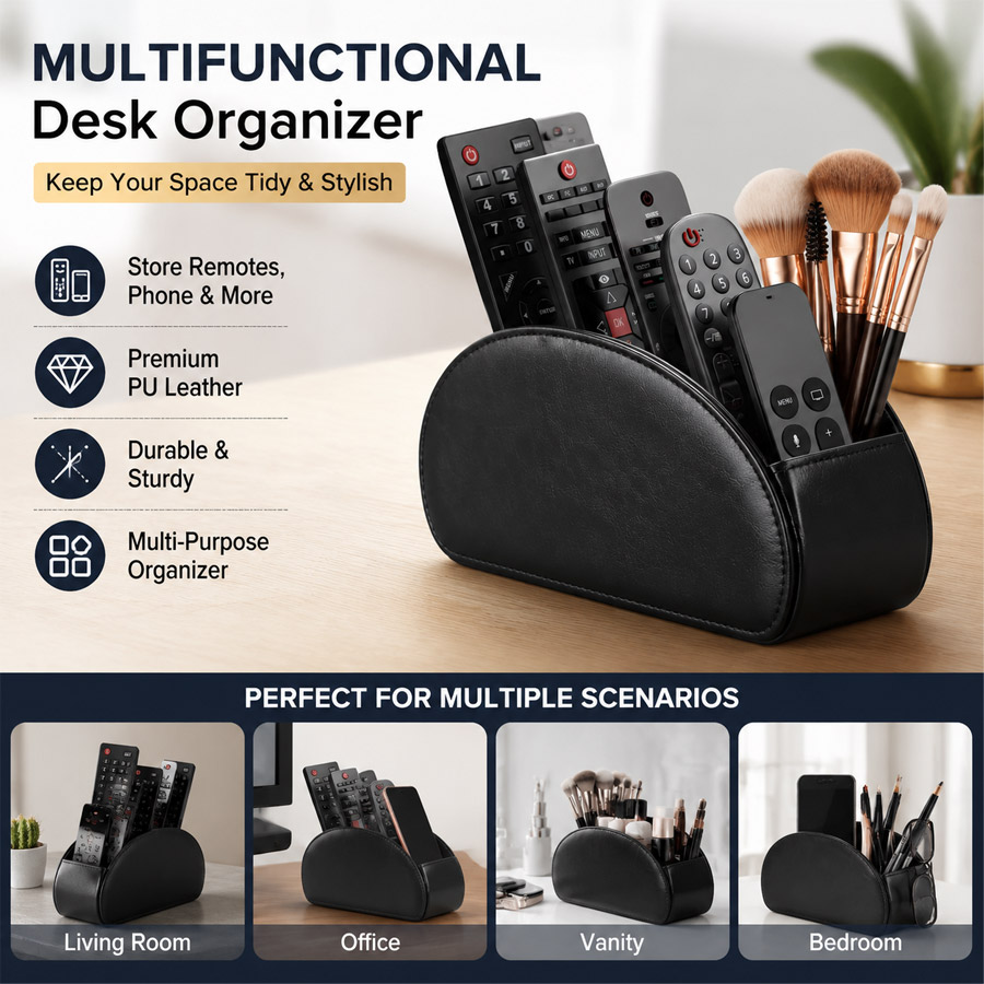 Home Office Call Center - 1Pc 5 Grid PU lederen desktop-organizer,
