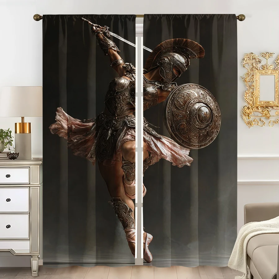 Home Office Amazon - Dramatische Warrior Amazon-gordijnen 2 stuks bedrukte