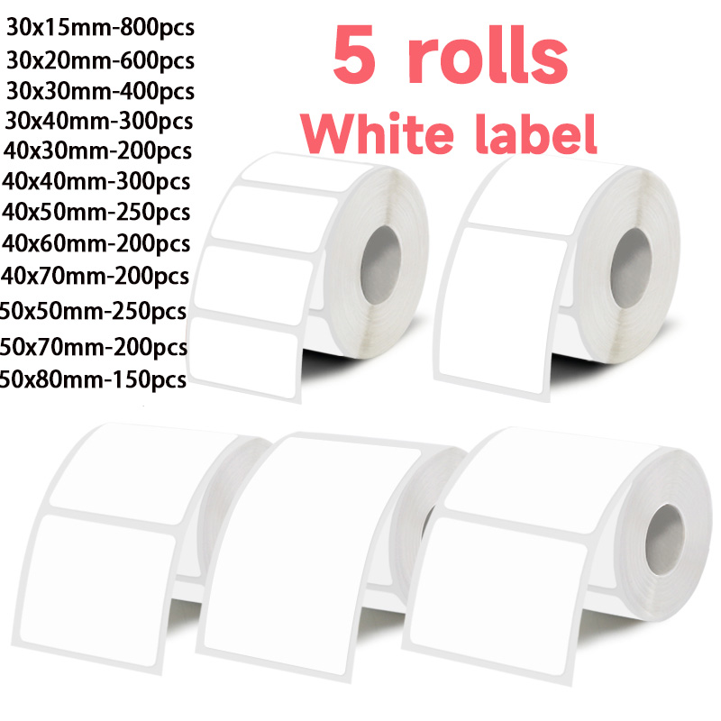 Label Maker Machine - 5 rollen witte labelstickers, 30 mm/40