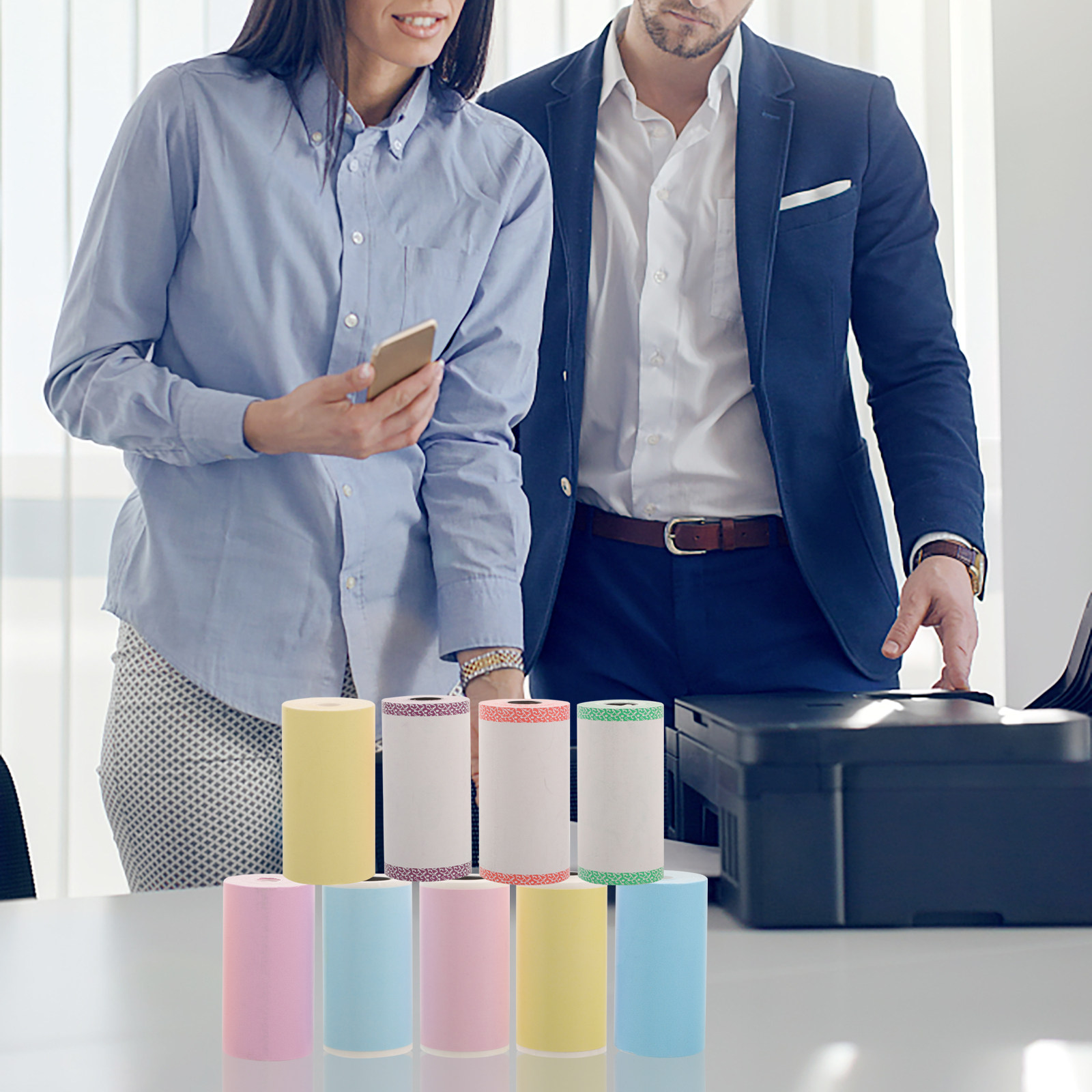 Home Office Printer - 9 Rollen Thermisch Printer Stickerpapier Kleurrijke