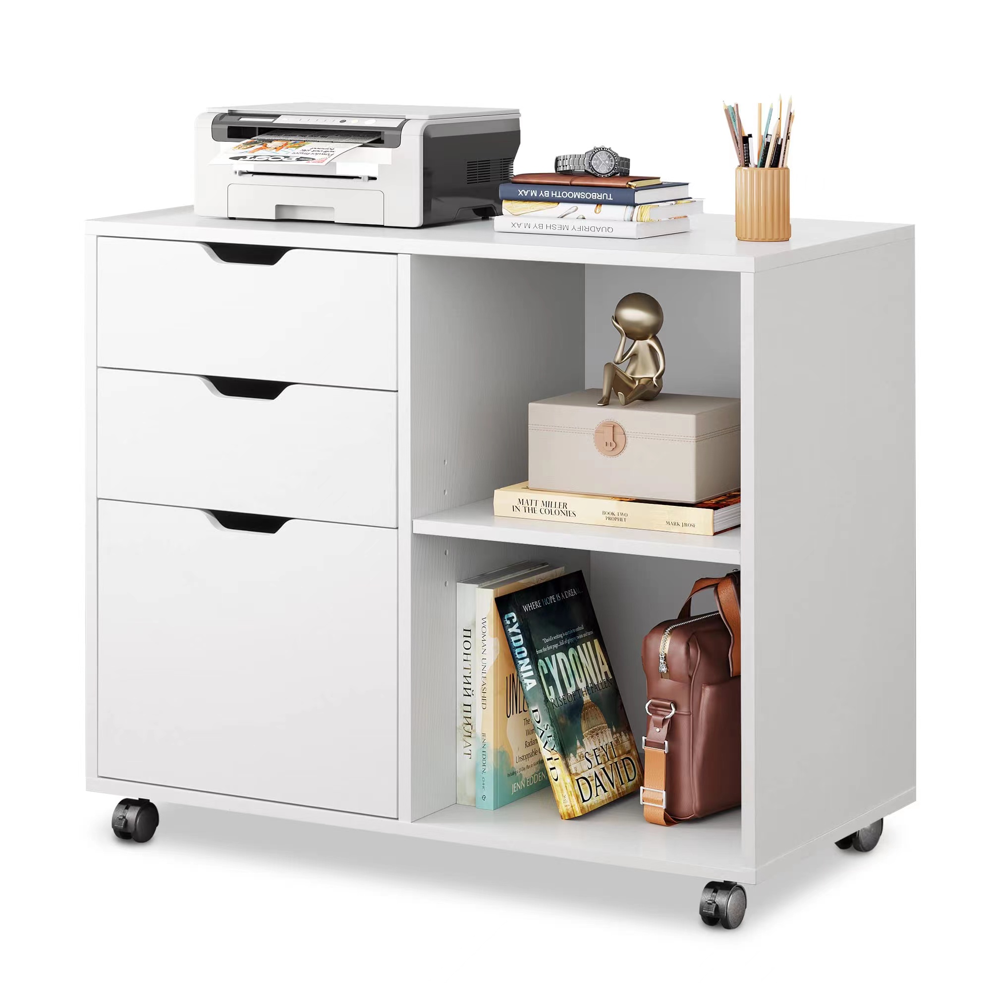 Houten archiefkast met 3 laden - Home Office Printer recensie en prijs